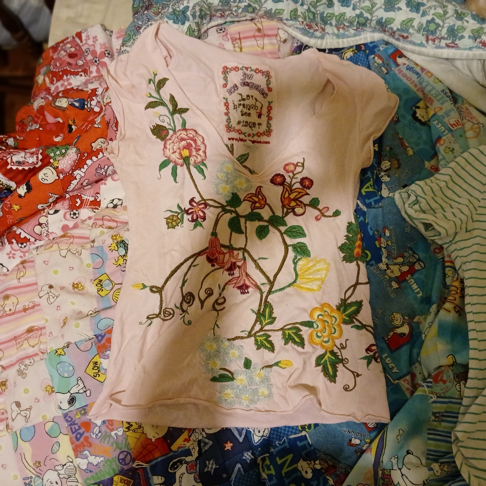 JW ANDERSON Pink Floral Embroidered Tee